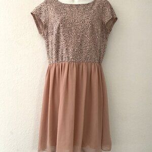 SPEECHLEES FIT & FLARE MINI DRESS BLUSH PINK